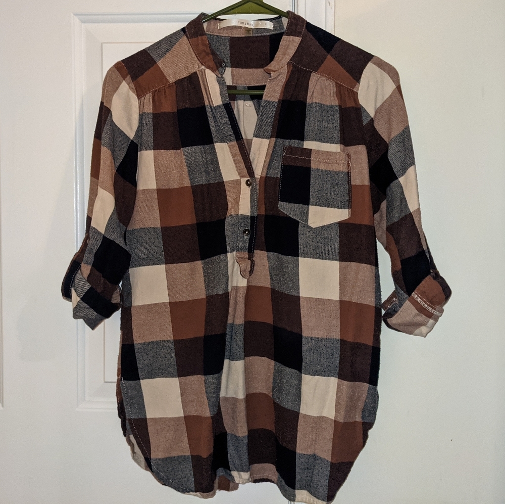 Modcloth Plaid Flannel Tunic S